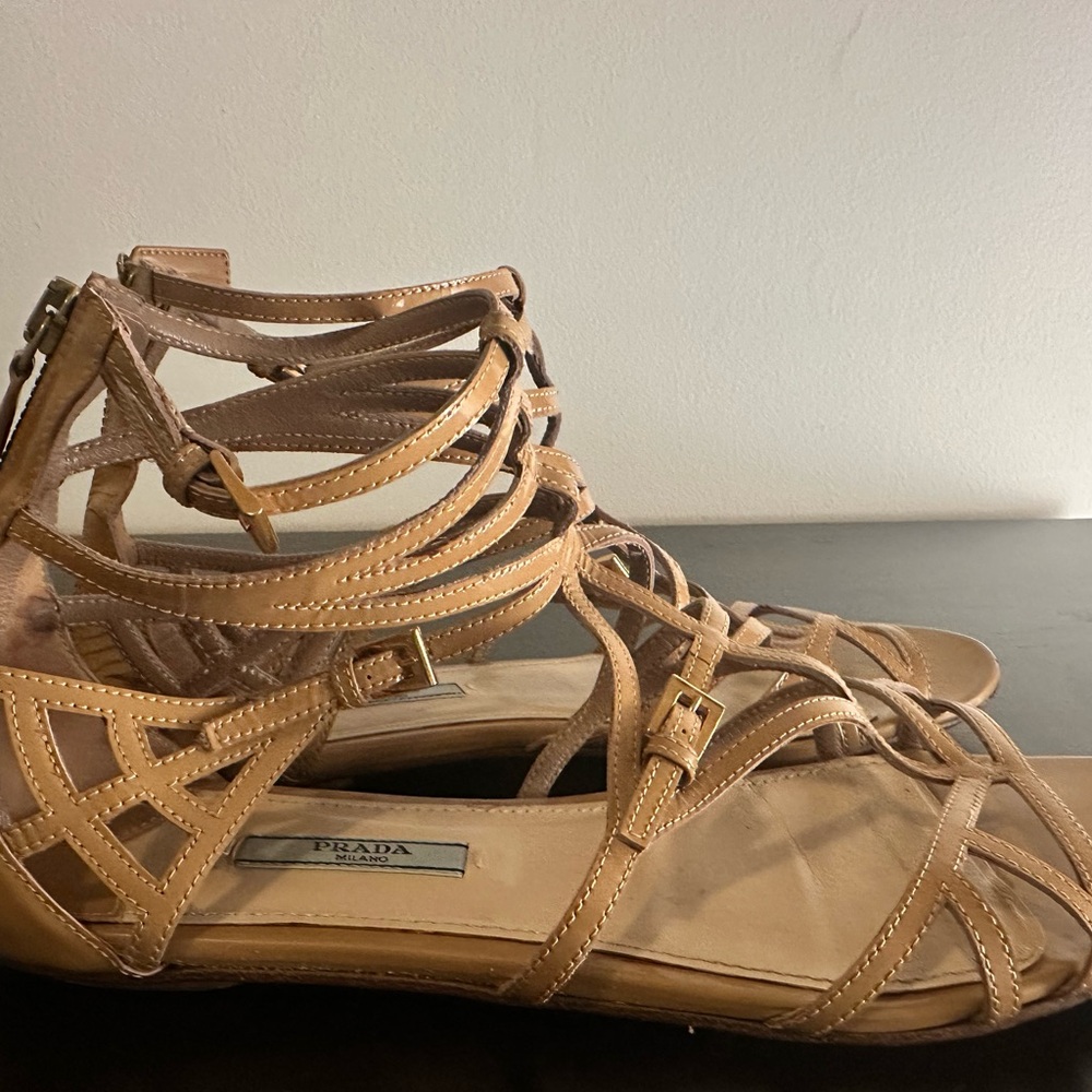 Prada Women's Tan Strappy Sandals